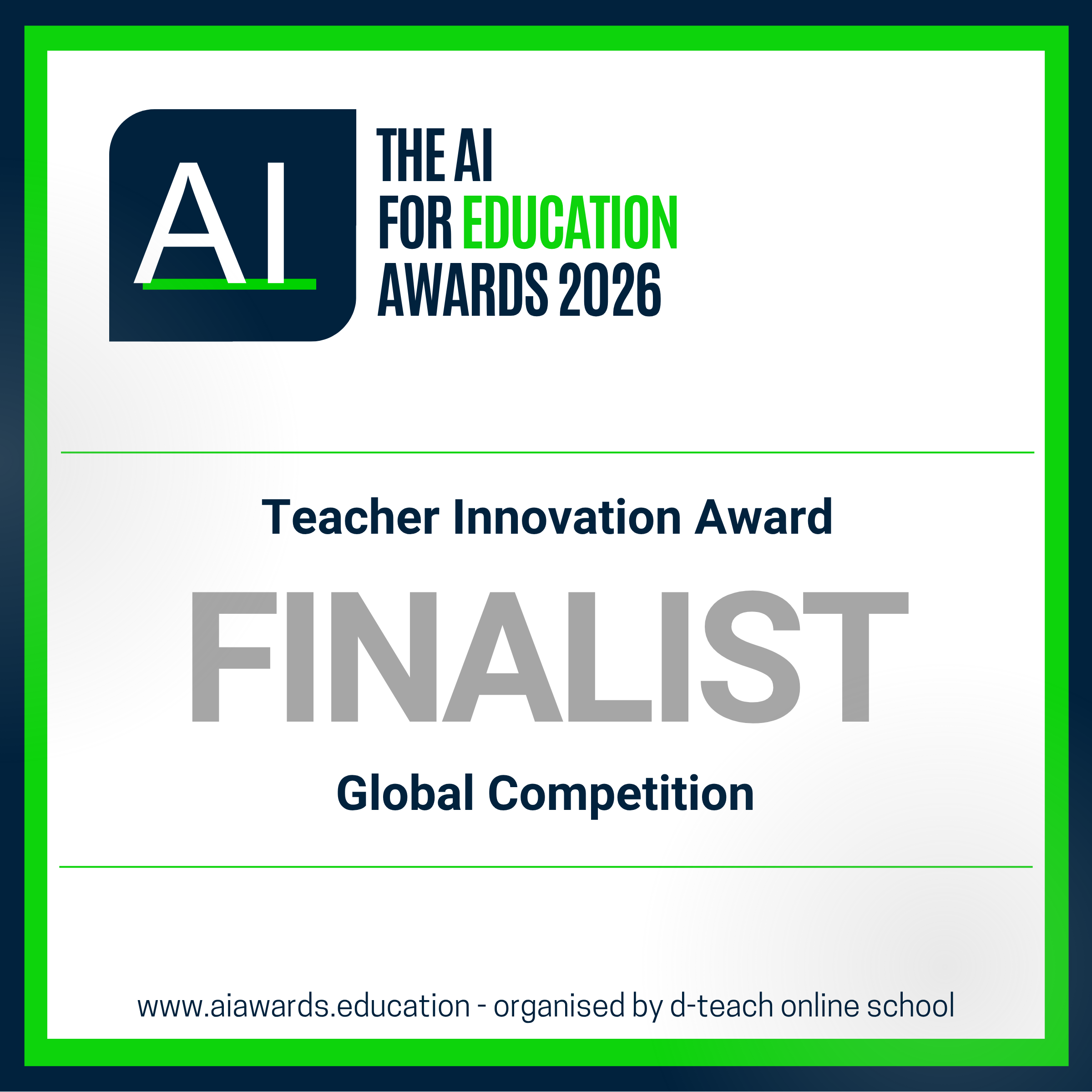 AI for Education Awards 2026 — Teacher Innovation Award Finalist